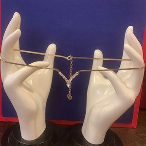 Christian Dior Vintage 1980s 14kg Plated Grandma estate Diamond Chevron necklace